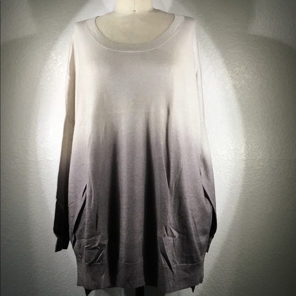 NWT Chan Luu Two Tone Cashmere crew Sz L - Picture 1 of 4